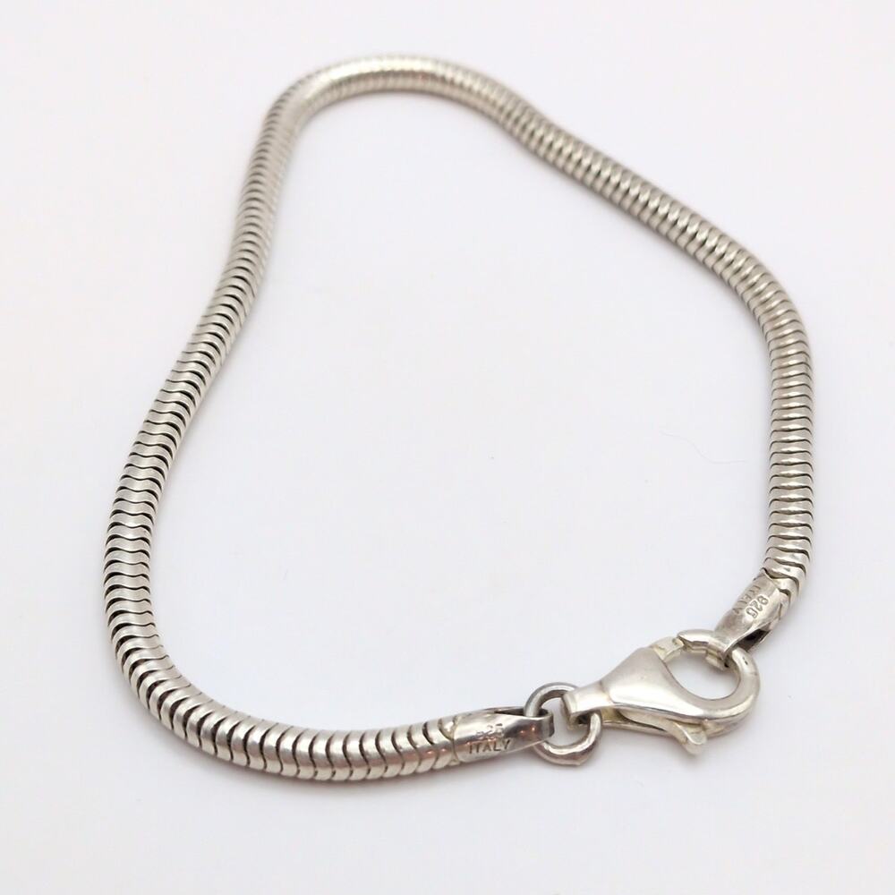 IBB Sterling Silver 3mm Snake Chain Italian Slide Charm 925 Bracelet - 7.5"